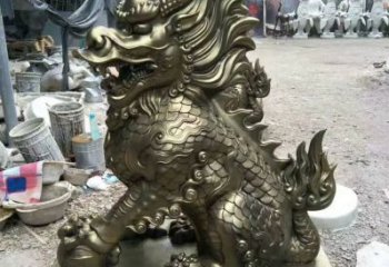 庭院麒麟雕塑，鍍金歐式雕塑，仿古形式