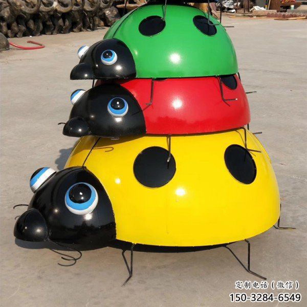 農(nóng)村瓢蟲雕塑，鏤空海洋雕塑，抽象效果