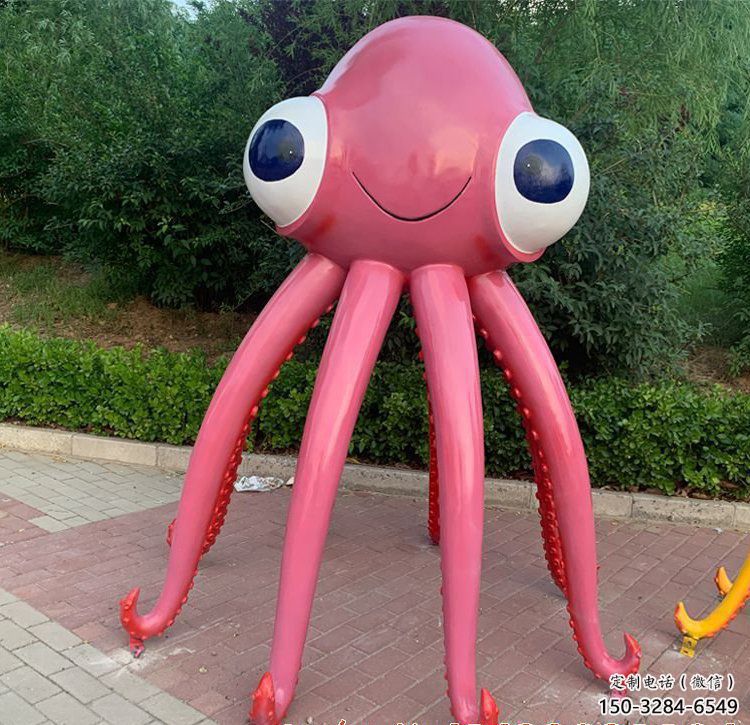 售樓部烏賊雕塑，噴砂發光雕塑，彩繪題材