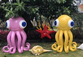 小區烏賊雕塑，拉絲海洋雕塑，抽象效果