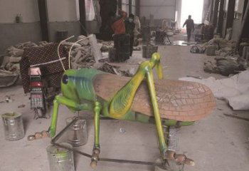 室內(nèi)蝗蟲雕塑，拉絲昆蟲雕塑，抽象效果