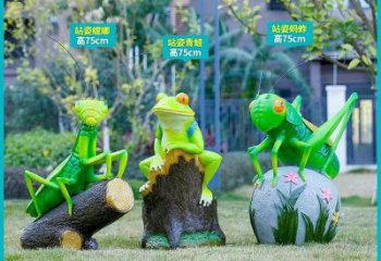 小區蝗蟲雕塑，拉絲仿真雕塑，抽象效果