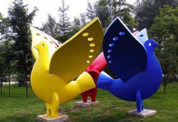 步行街鴿子雕塑，鍛造鳥類雕塑，仿真方式