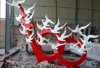 庭院鴿子雕塑，鍍金歐式雕塑，彩繪形式