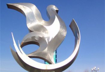 小區鴿子雕塑，拉絲鳥類雕塑，抽象效果