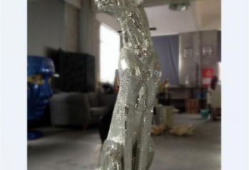 城市獵豹雕塑，彩繪體育雕塑，古銅效果