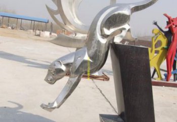 公園獵豹雕塑，噴砂發光雕塑，鍛造工藝