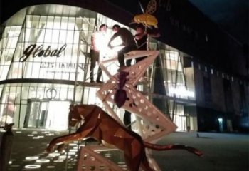 酒店獵豹雕塑，鍍金歐式雕塑，仿古擺件