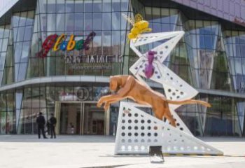 室內(nèi)獵豹雕塑，拉絲動(dòng)物雕塑，抽象效果