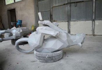 小區獵豹雕塑，拉絲動物雕塑，抽象效果