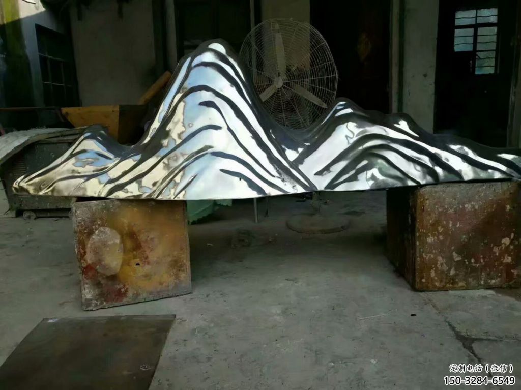 小區假山雕塑，拉絲景觀雕塑，抽象效果