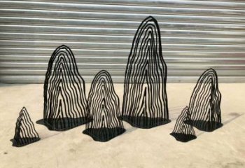 園林假山雕塑，噴漆景觀雕塑，網格形式