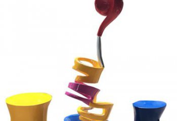 小區茶壺雕塑，拉絲景觀雕塑，抽象效果