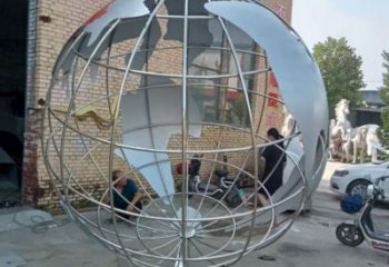 景區(qū)地球儀雕塑，鍍金歐式雕塑，鐵藝材質(zhì)