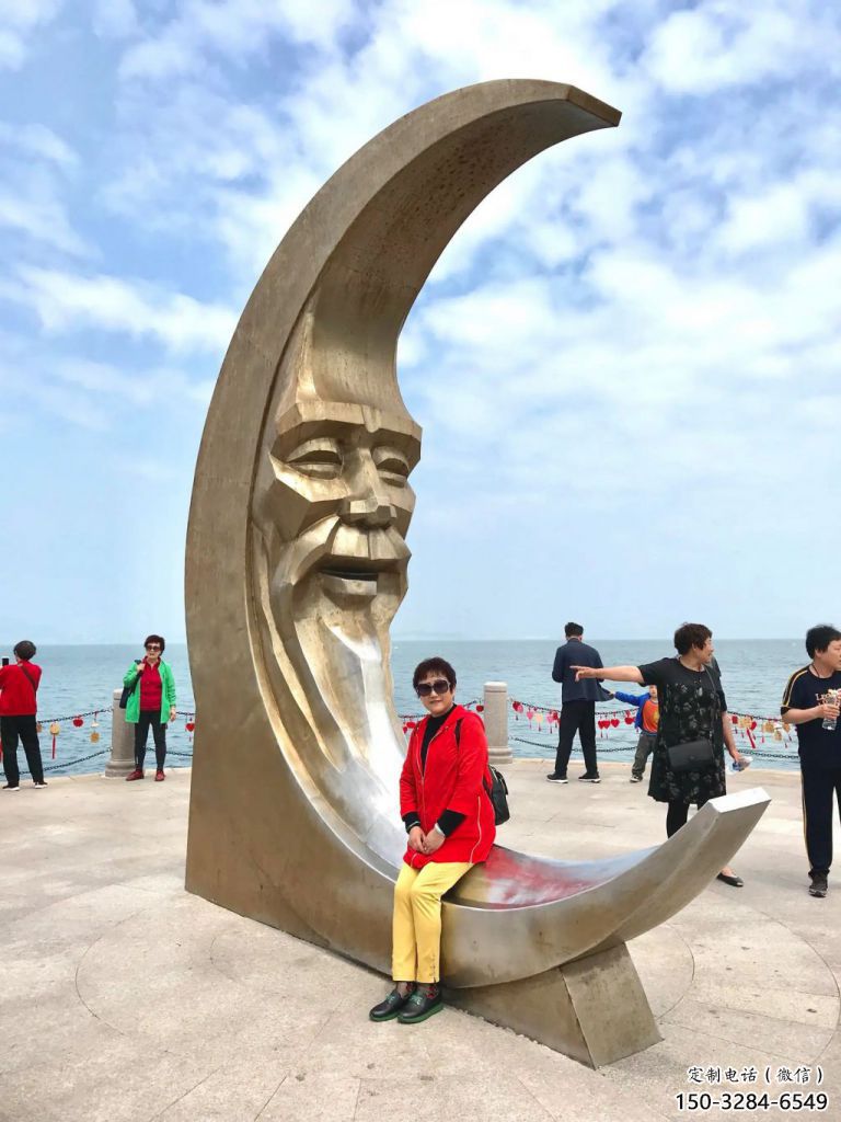 酒店月亮雕塑，鍍金歐式雕塑，仿古擺件