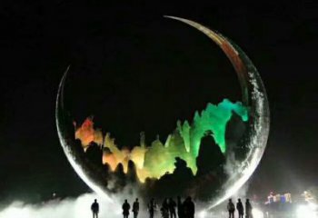 城市月亮雕塑，網格體育雕塑，古銅效果