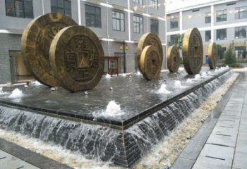 景觀館銅錢雕塑，黃銅景觀雕塑，鑄銅工藝