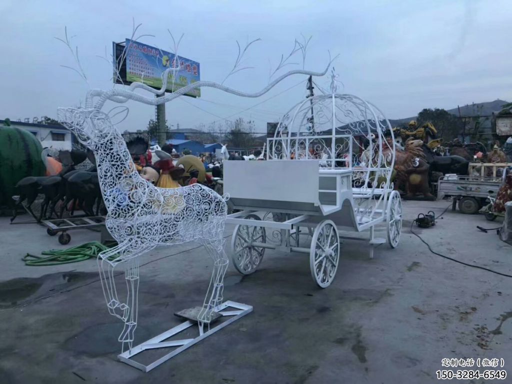 鏤空歐式馬車雕塑效果圖