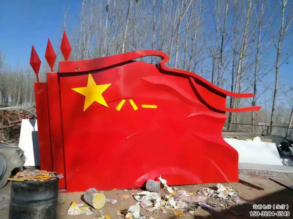 酒店旗幟雕塑，戶外革命雕塑，革命擺件