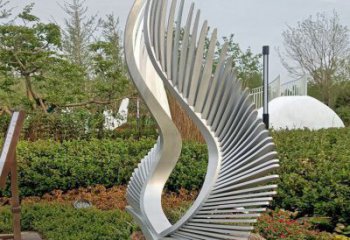 小區翅膀雕塑，拉絲景觀雕塑，抽象效果