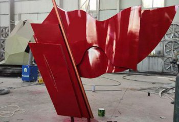 校園旗幟雕塑，拉絲黨建雕塑，抽象主題