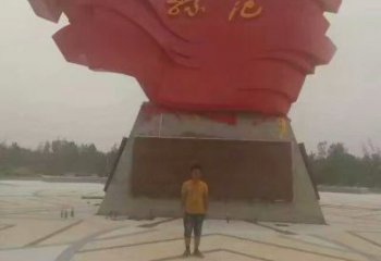 景區旗幟雕塑，戶外革命雕塑，鐵藝材質