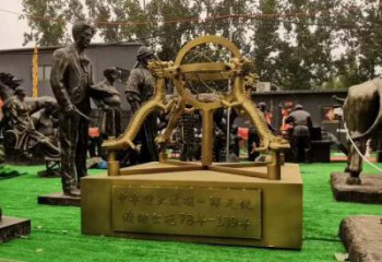 景區(qū)地動(dòng)儀雕塑，鍍金歐式雕塑，鐵藝材質(zhì)