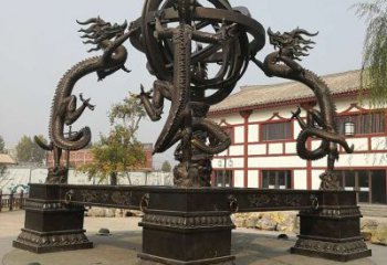 庭院地動儀雕塑，鍍金歐式雕塑，鑄造形式