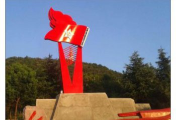 戶外國(guó)旗雕塑，戶外革命雕塑，烤漆工藝