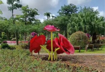 房地產玫瑰雕塑 現代景觀擺件 幾何雕塑