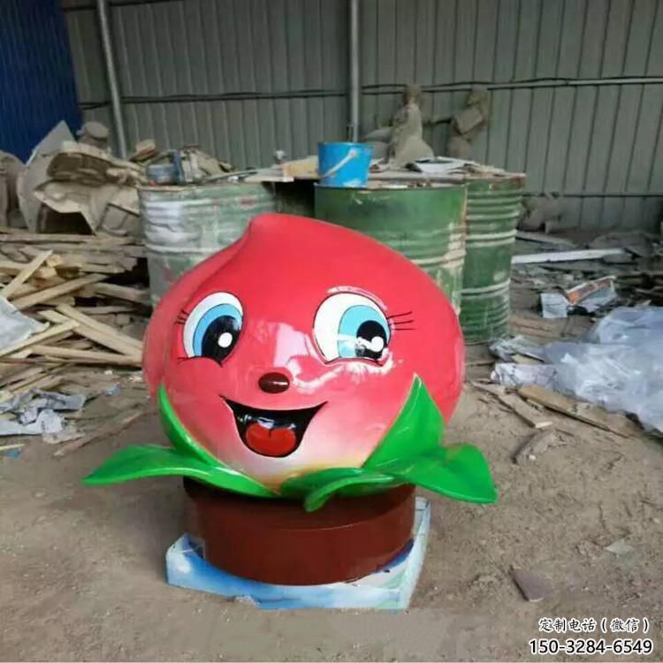 街道桃子雕塑 現代景觀水果雕塑 彩繪果蔬雕塑