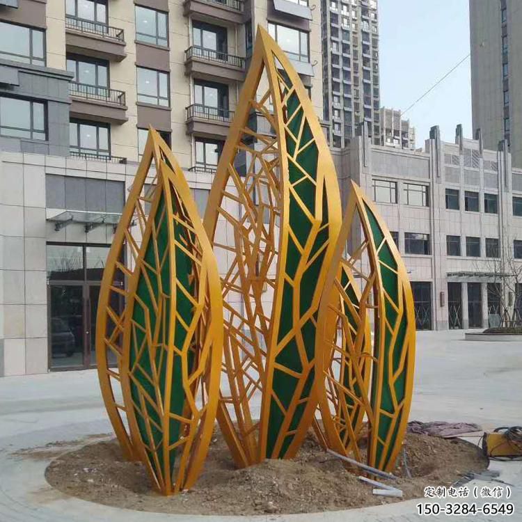 步行街樹(shù)葉雕塑 游樂(lè)場(chǎng)花卉雕塑 鑄造植物雕塑