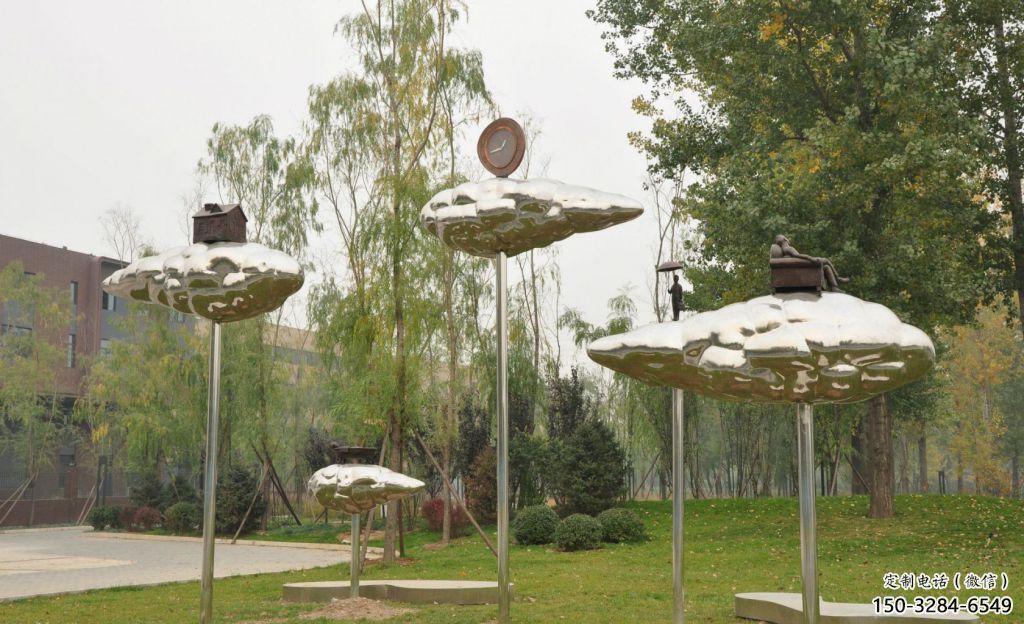 景觀場荷葉雕塑 仿真植物雕塑 鏡面花卉雕塑