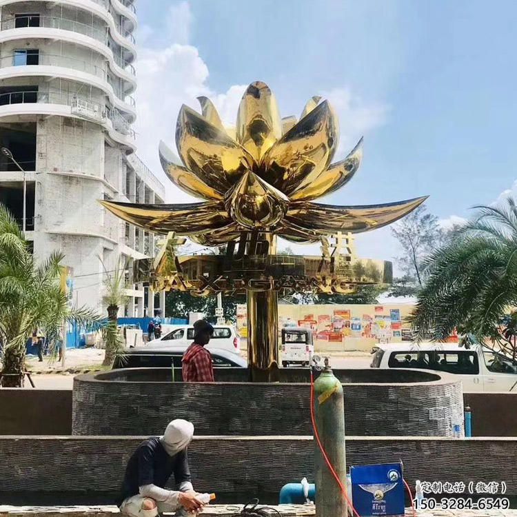 大門口紫荊花雕塑 發(fā)光公園花卉雕塑 仿真花朵雕塑