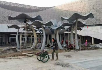 大型商場荷葉雕塑 仿真植物果雕塑 鏡面花卉雕塑