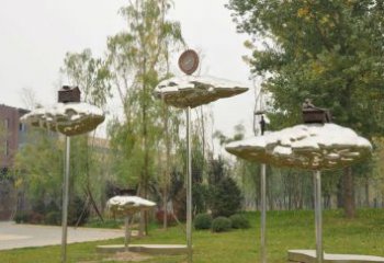 景觀場(chǎng)荷葉雕塑 仿真植物雕塑 鏡面花卉雕塑