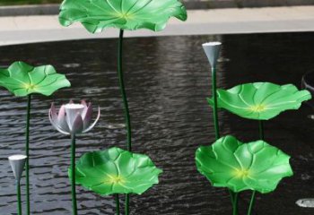 商業(yè)街荷葉雕塑 烤漆植物雕塑 彩繪花卉雕塑