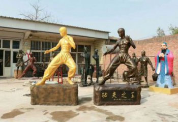 田間李小龍雕塑廠 彩繪近代雕塑 園林擺件