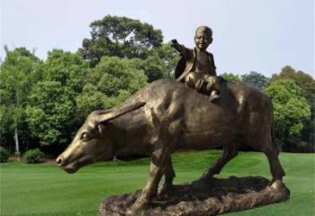 村口牧童雕塑廠家 啞光民俗雕塑 公園鑄銅雕塑