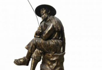 商業(yè)街釣魚雕塑 烤漆民俗雕塑 彩繪姜太公雕塑