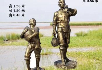 庭院釣魚雕塑 城市彩繪雕塑 民俗小品