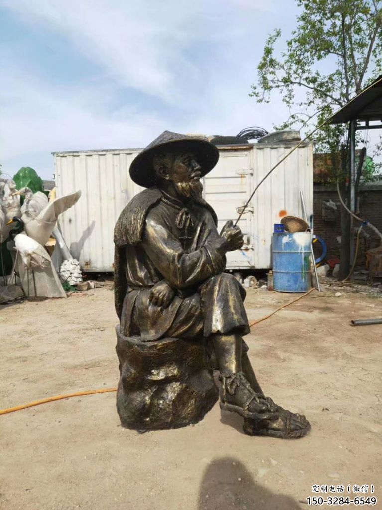 大型船夫雕塑 歐式步行街姜太公雕塑 彩繪民俗雕塑
