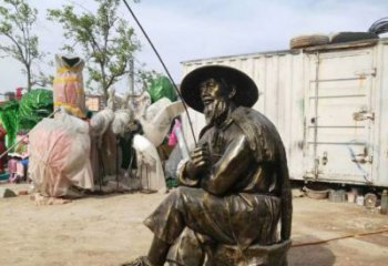 廣場(chǎng)船夫雕塑 抽象民俗雕塑 烤漆姜太公雕塑