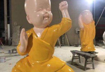 彩繪小和尚雕塑 黃銅兒童雕塑 街頭肖像雕塑