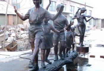 庭院小孩子雕塑 公園草地兒童雕塑 鍛造童趣雕塑