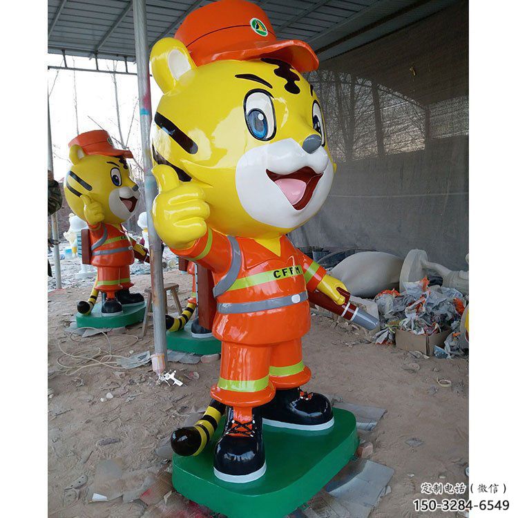 卡通消防員雕塑 店門口園林雕塑 宣傳小品