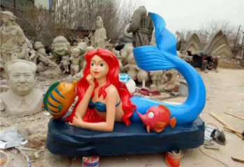 草地美人魚(yú)雕塑 現(xiàn)代校園卡通雕塑 大型動(dòng)漫雕塑