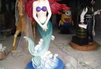 商業(yè)街美人魚雕塑 烤漆雕塑 彩繪動漫雕塑