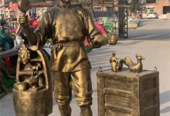 彩繪貨郎雕塑 民俗雕塑 步行街擺件