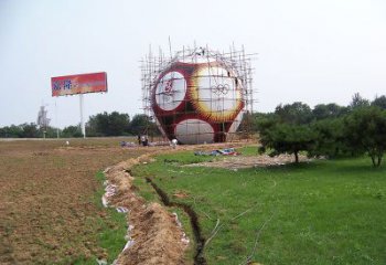 商業街足球雕塑 烤漆球體雕塑 彩繪球類雕塑